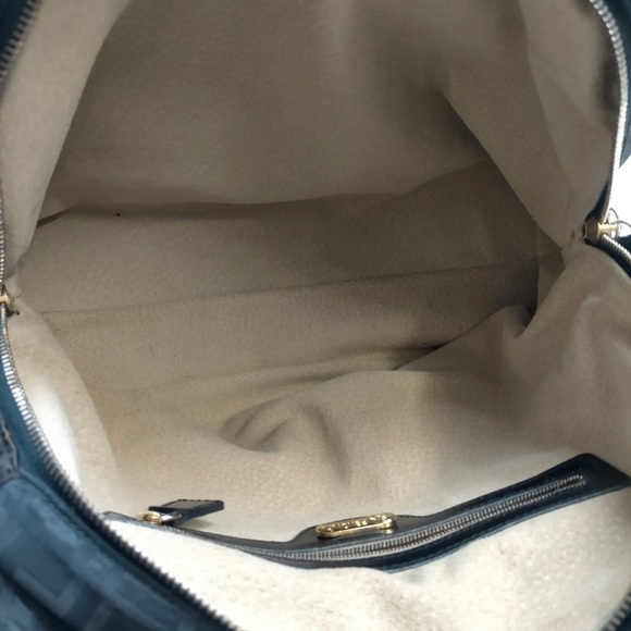 FENDI FF LOGO AUTHENTIC TOTE BAG ZIPPER TOP BIG ZUCCA PURSE GREAT CONDITION! - Picture 7 of 9